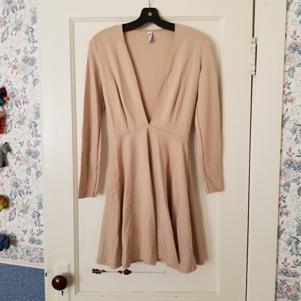 AA | Ponte Long Sleeve Deep V Skater Dress